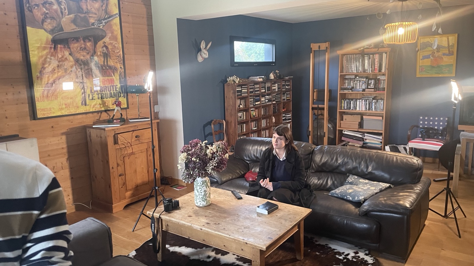 Charlotte Anger on set between takes